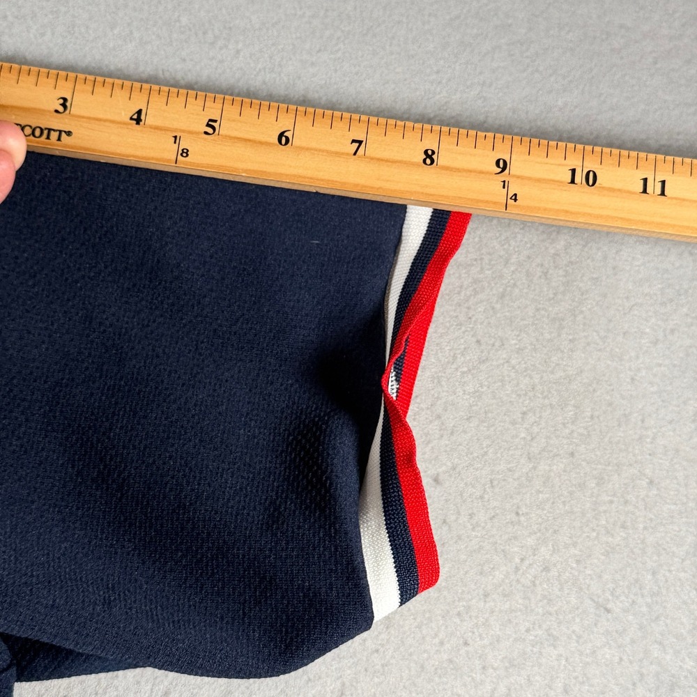 Logo Athletic Mens Navy Blue‎ Striped Trim Short Sleeve Pocket Polo Shirt Large - Picture 8 of 12